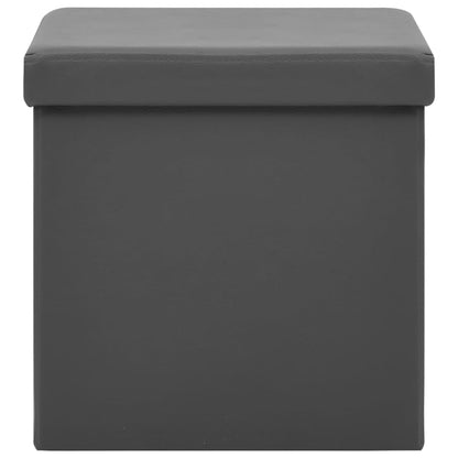 Sgabelli con Contenitore Pieghevoli 2 pz Grigi in PVC