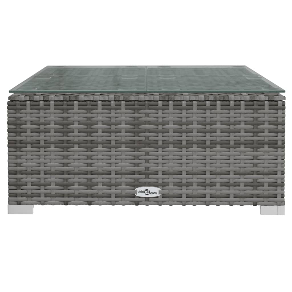 Tavolino da Giardino Grigio 60x60x30 cm in Polyrattan e Vetro