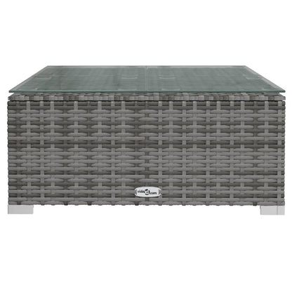 Tavolino da Giardino Grigio 60x60x30 cm in Polyrattan e Vetro
