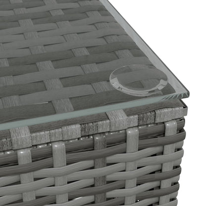 Tavolino da Giardino Grigio 60x60x30 cm in Polyrattan e Vetro