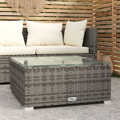 Tavolino da Giardino Grigio 60x60x30 cm in Polyrattan e Vetro