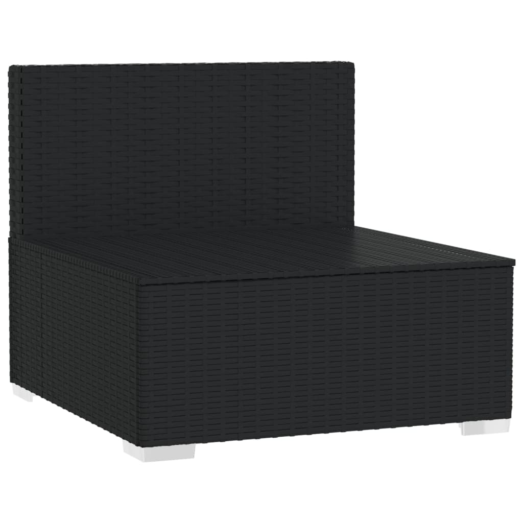Divano a 3 Posti con Cuscini in Polyrattan Nero