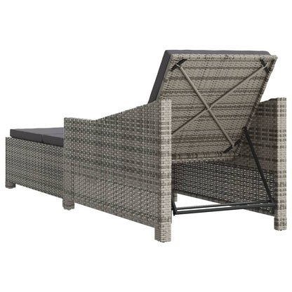 Lettino Prendisole con Cuscino Grigio Scuro Polyrattan Grigio