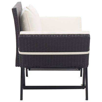 Panca da Giardino con Cuscini Nera 176 cm in Polyrattan