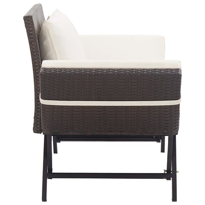 Panca da Giardino con Cuscini Marrone 176 cm in Polyrattan