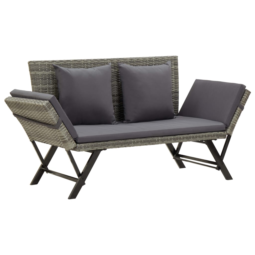 Panca da Giardino con Cuscini Grigi 176 cm in Polyrattan
