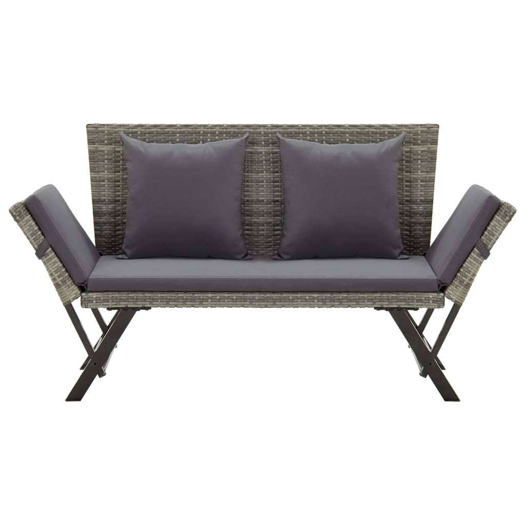 Panca da Giardino con Cuscini Grigi 176 cm in Polyrattan