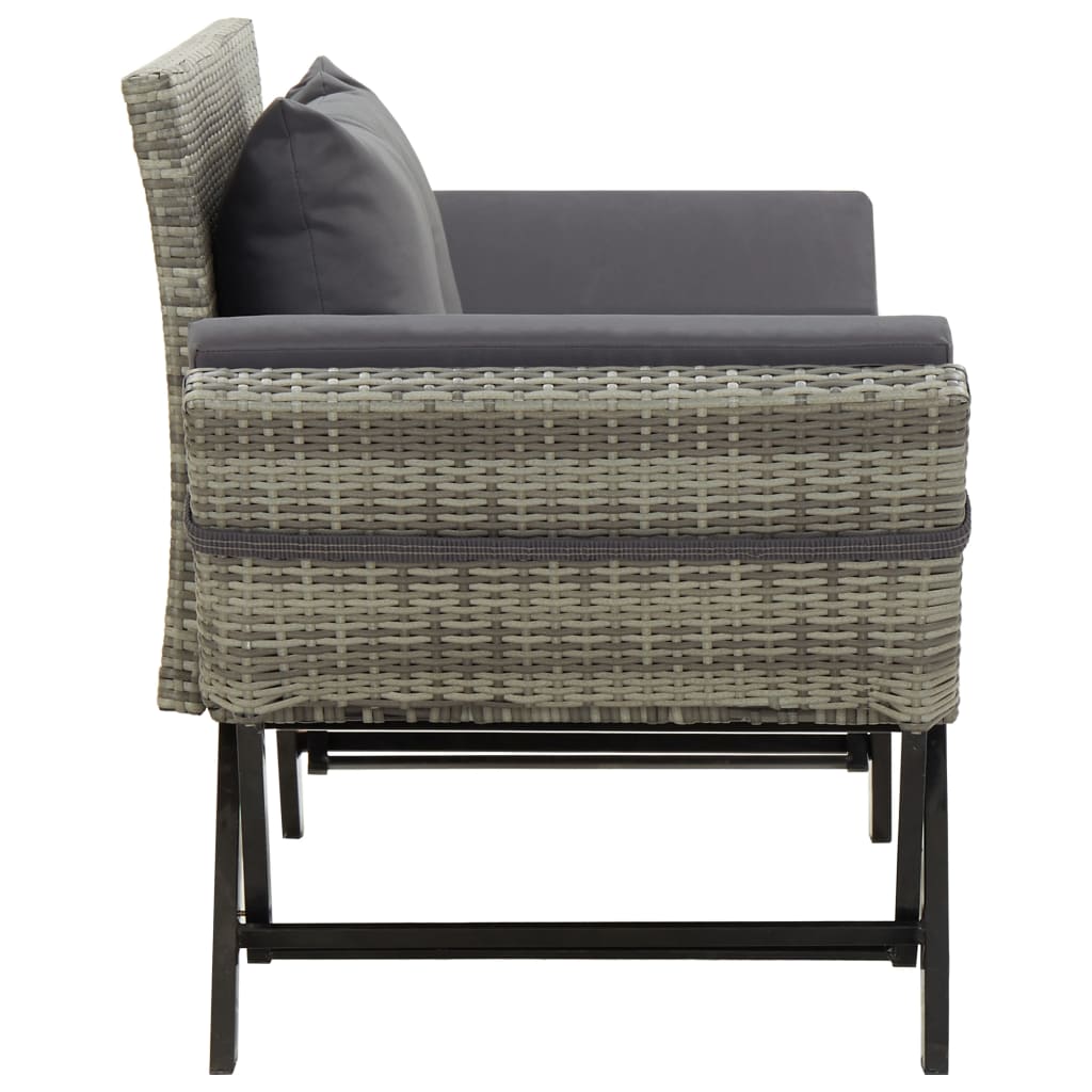 Panca da Giardino con Cuscini Grigi 176 cm in Polyrattan