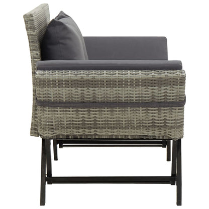 Panca da Giardino con Cuscini Grigi 176 cm in Polyrattan