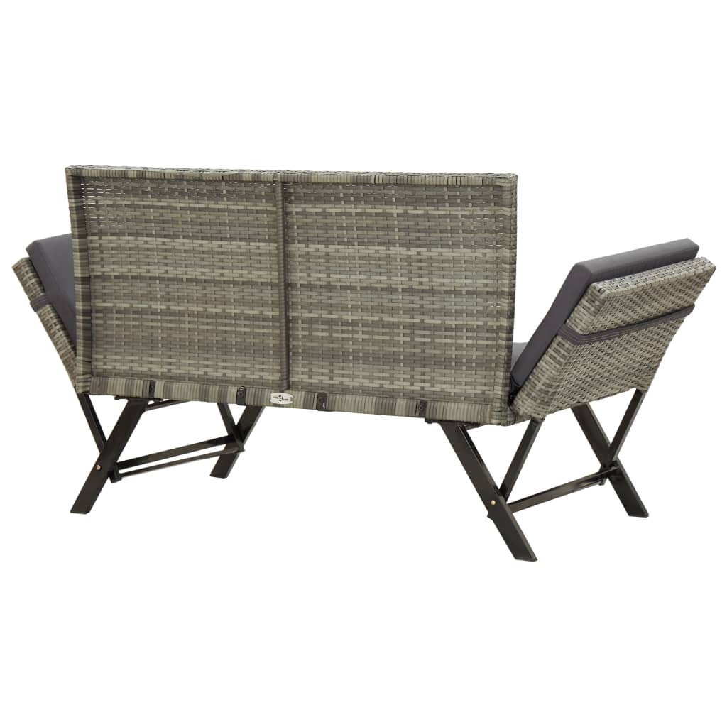 Panca da Giardino con Cuscini Grigi 176 cm in Polyrattan