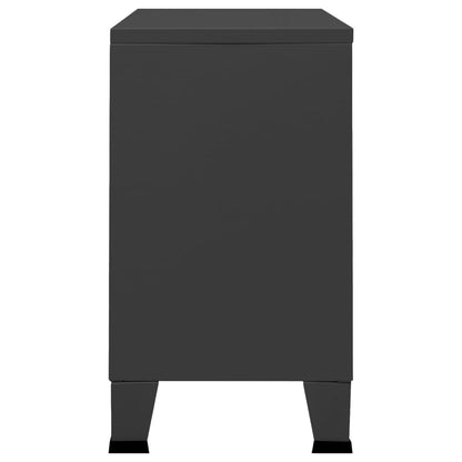 Credenza Antracite Industriale 105x35x62 cm in Metallo e Vetro