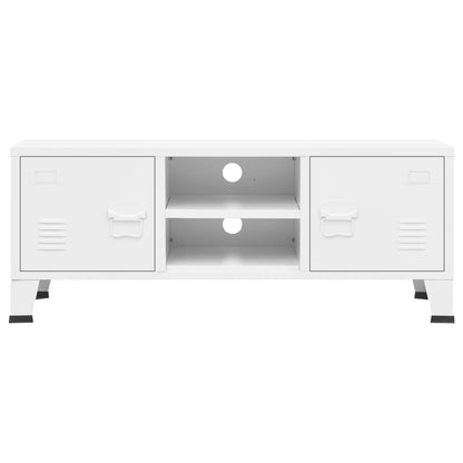 Mobile TV Industriale Bianco 105x35x42 cm in Metallo