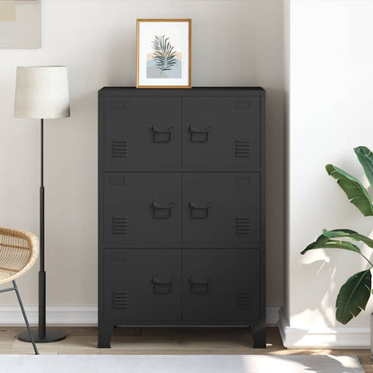 Armadio Classificatore Industriale Nero 75x40x115 cm in Metallo