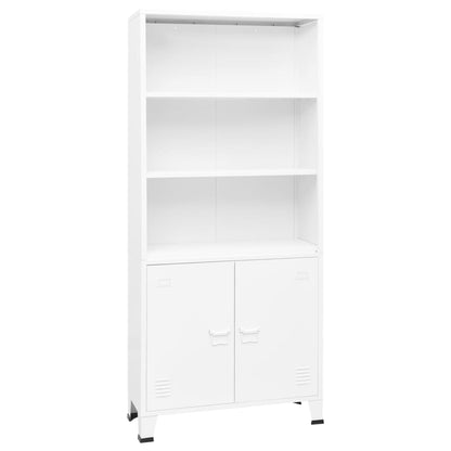 Libreria Industriale Bianca 80x32x180 cm in Acciaio