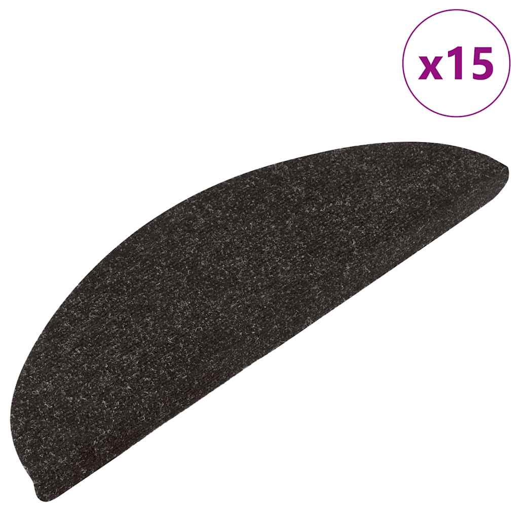 Tappeti Adesivi per Scale 15 pz 56x17x3 cm Nero