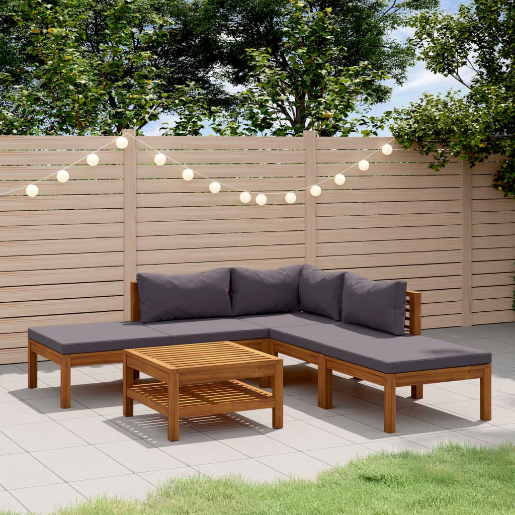 Set Divani da Giardino 6 pz con Cuscini in Massello di Acacia