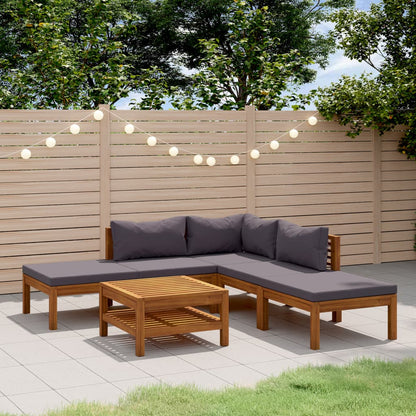 Set Divani da Giardino 6 pz con Cuscini in Massello di Acacia