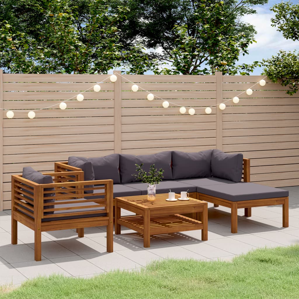 Set Divani da Giardino 6 pz con Cuscini in Massello di Acacia