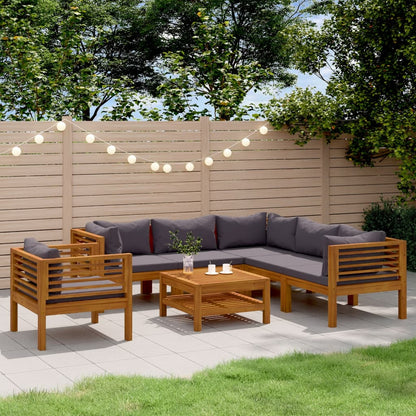 Set Divani da Giardino 7 pz con Cuscini in Massello di Acacia