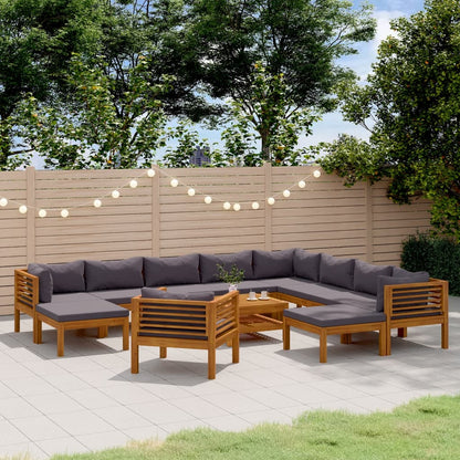 Set Divani da Giardino 12 pz con Cuscini in Massello di Acacia