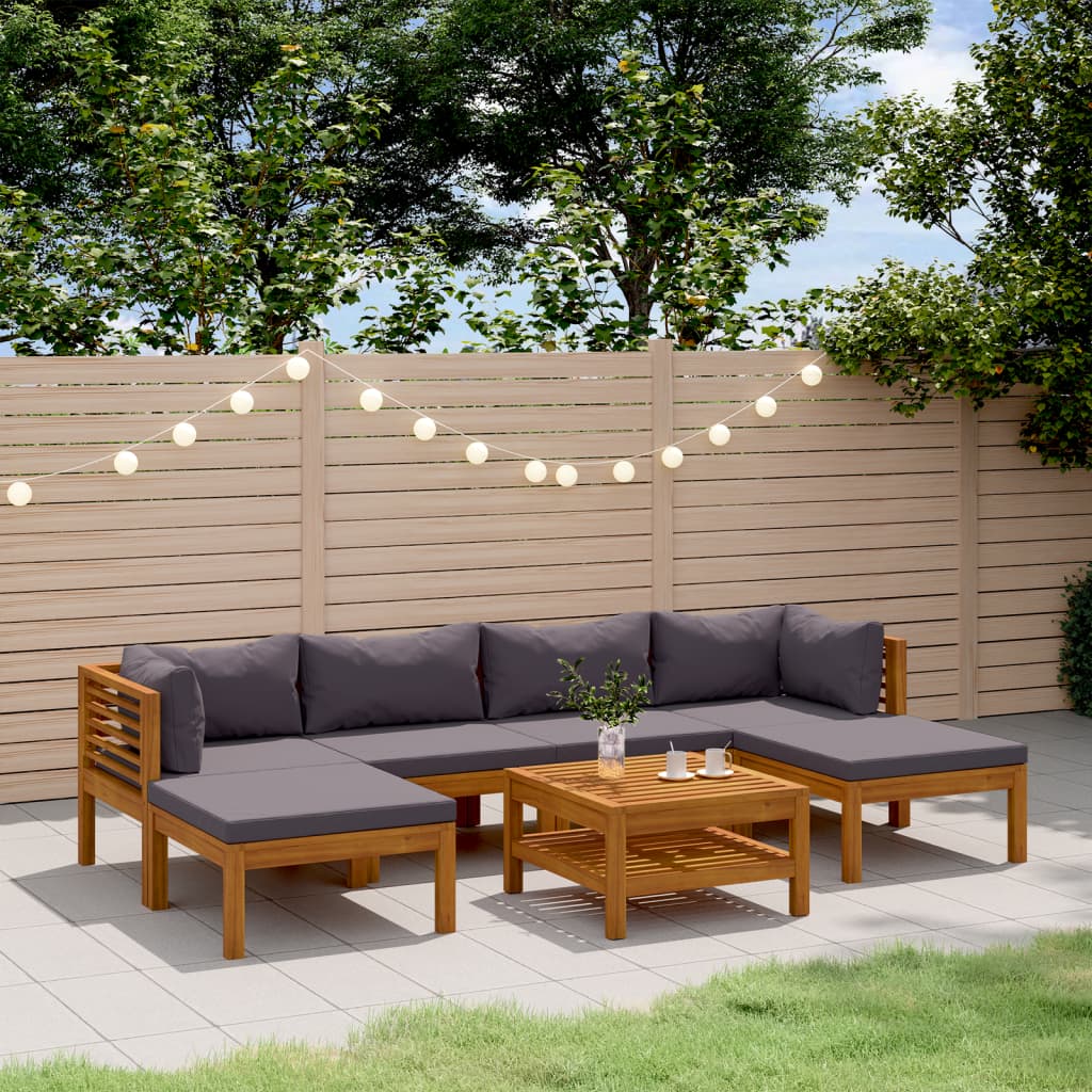 Set Divani da Giardino 7 pz con Cuscini in Massello di Acacia