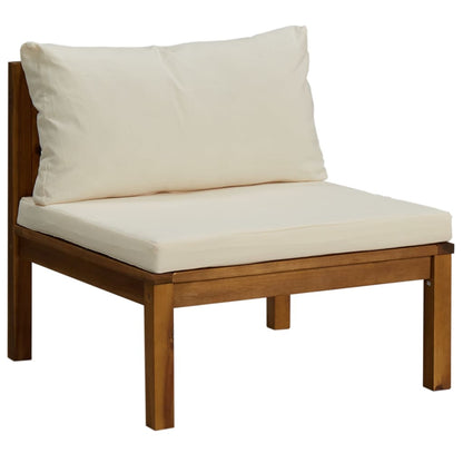 Set Divani da Giardino 10 pz con Cuscini Crema in Legno Acacia