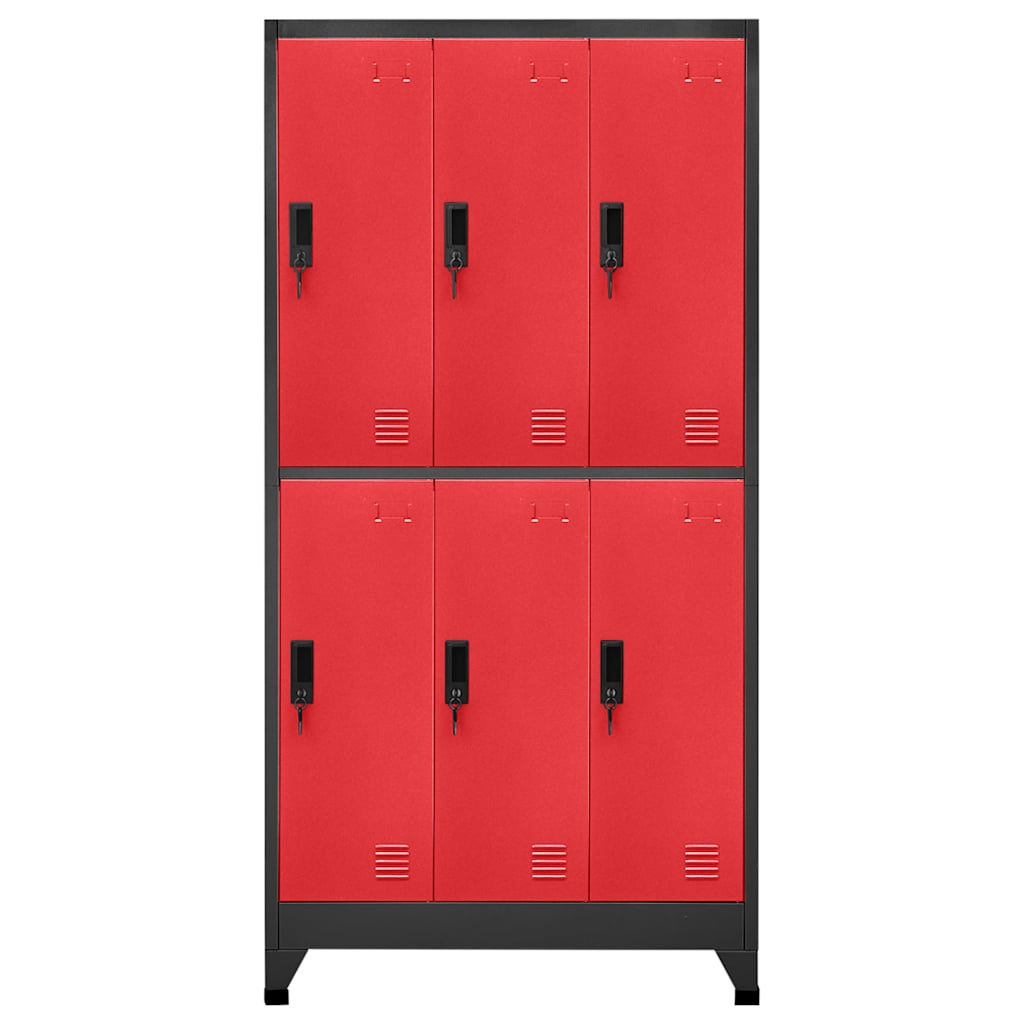 Armadietto con Serratura Antracite e Rosso 90x45x180cm Acciaio