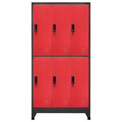 Armadietto con Serratura Antracite e Rosso 90x45x180cm Acciaio