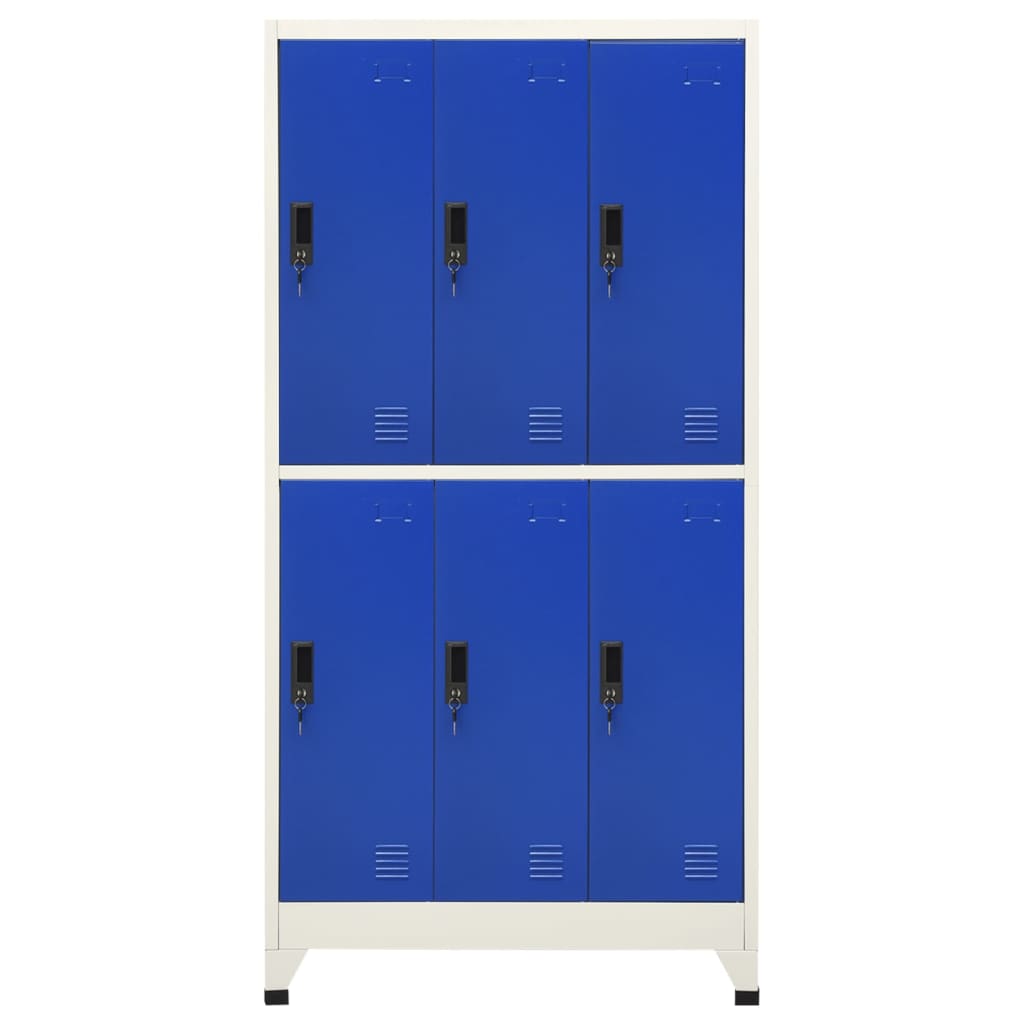 Armadietto con Serratura Grigio e Blu 90x45x180 cm in Acciaio