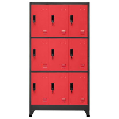 Armadietto con Serratura Antracite e Rosso 90x45x180cm Acciaio