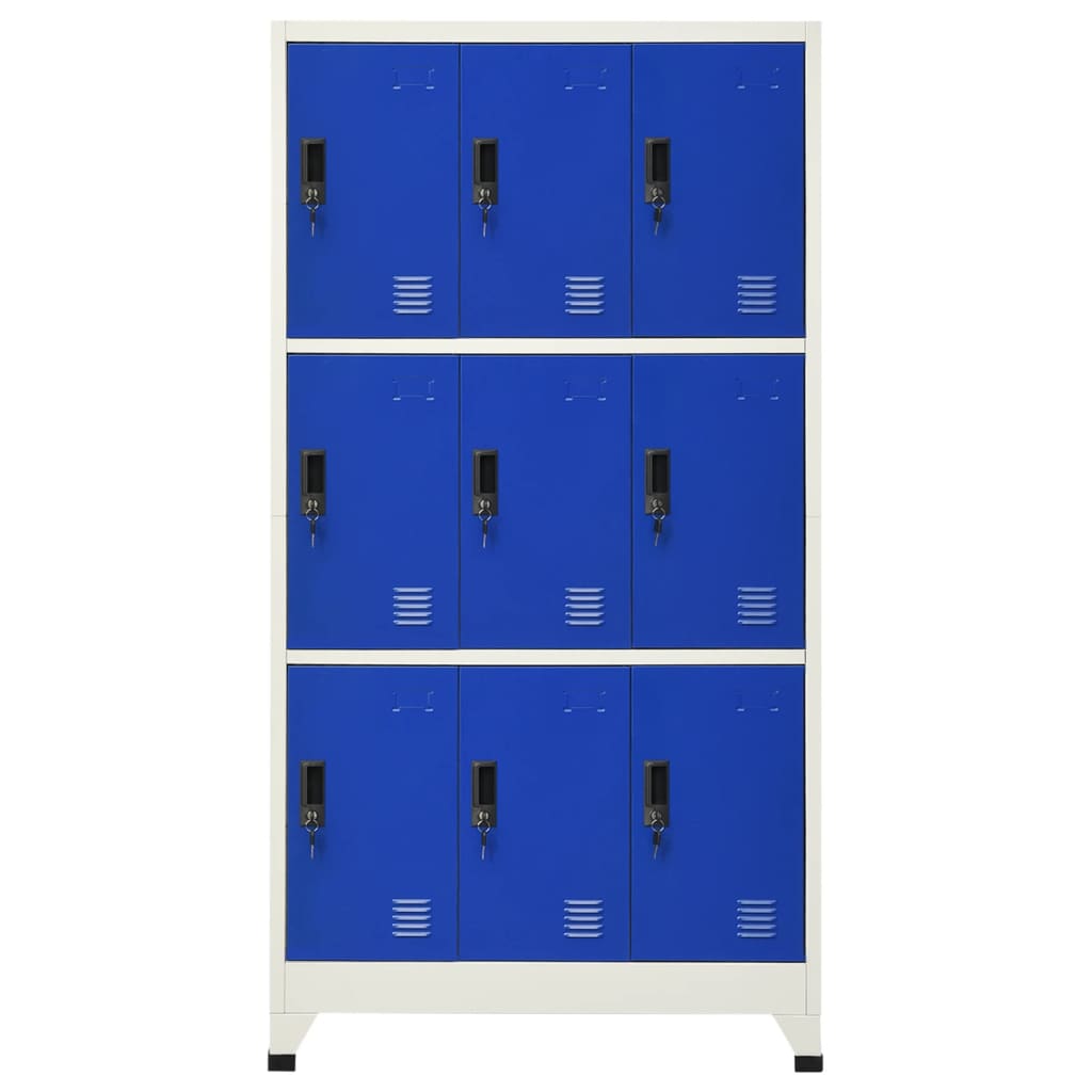 Armadietto con Serratura Grigio e Blu 90x45x180 cm in Acciaio