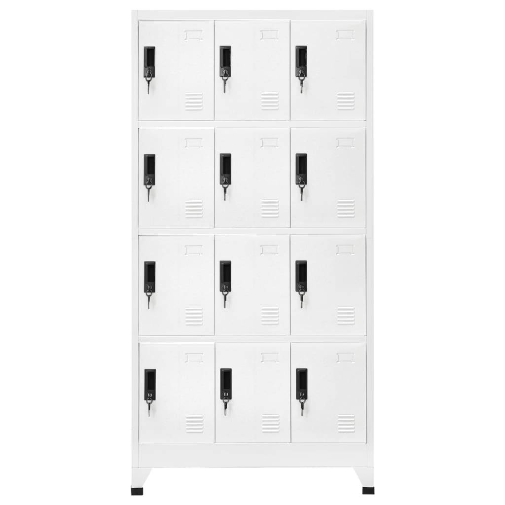 Armadietto con Serratura Bianco 90x45x180 cm in Acciaio