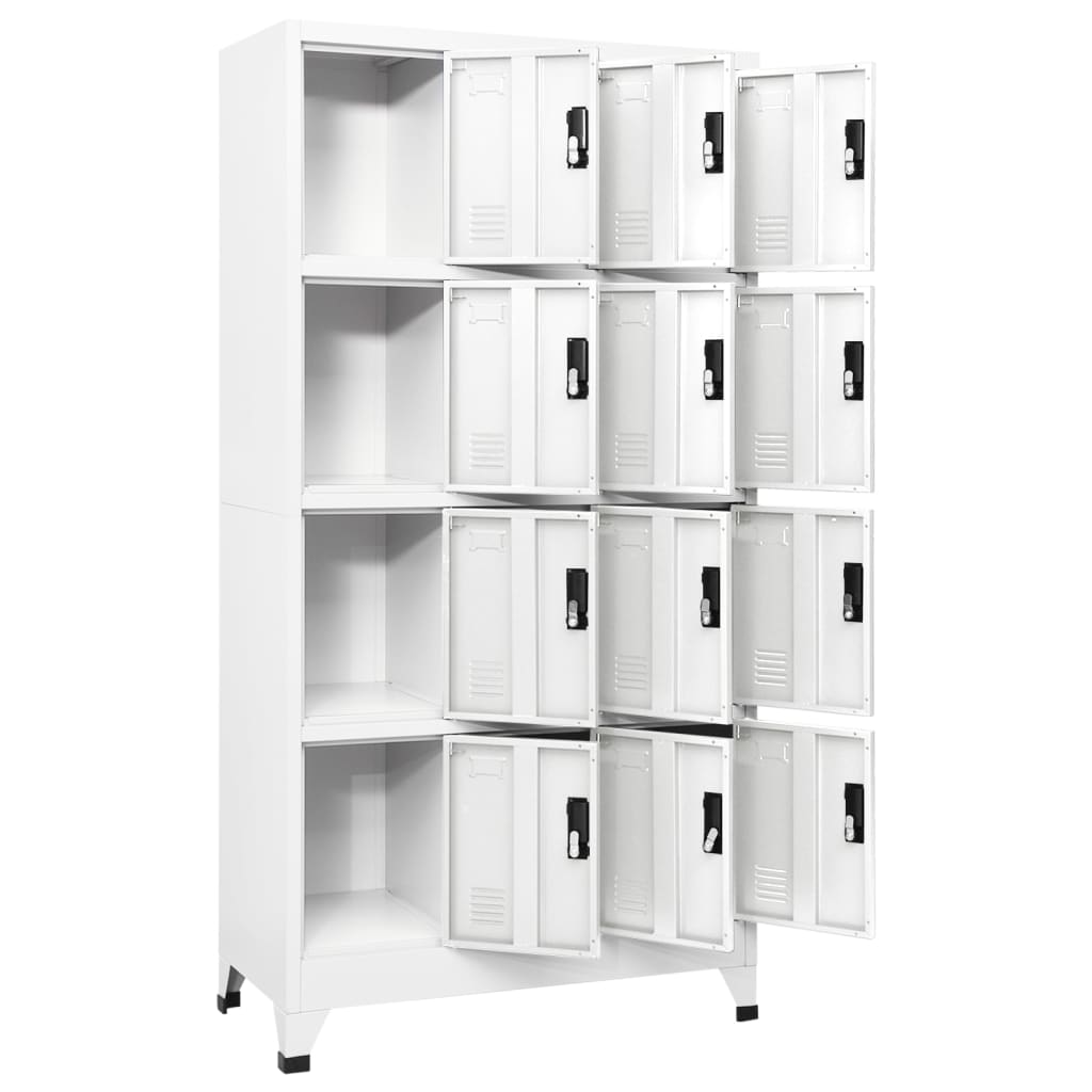 Armadietto con Serratura Bianco 90x45x180 cm in Acciaio