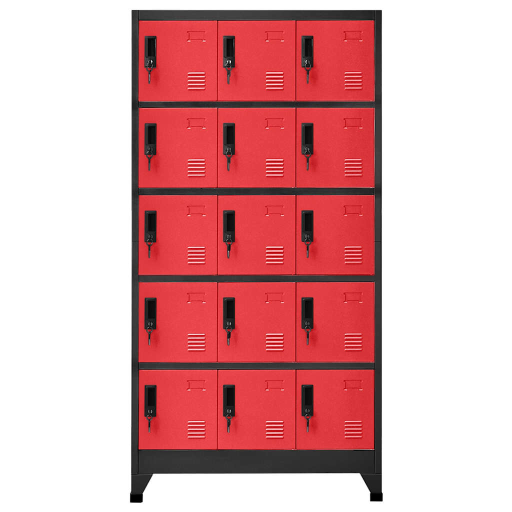 Armadietto con Serratura Antracite e Rosso 90x40x180cm Acciaio