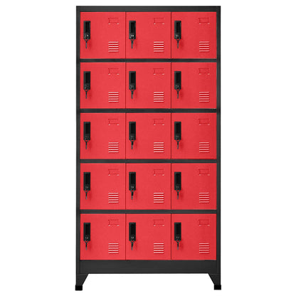 Armadietto con Serratura Antracite e Rosso 90x40x180cm Acciaio