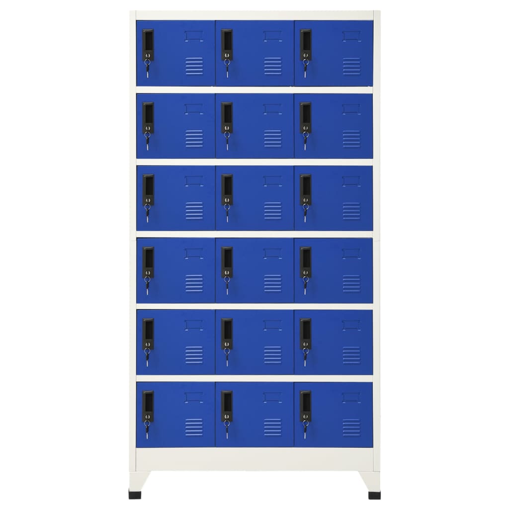 Armadietto con Serratura Grigio e Blu 90x40x180 cm Acciaio