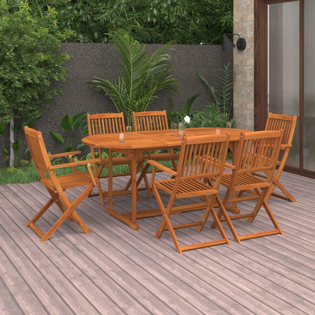 Set da Pranzo da Giardino 7pz 180x90x75cm Legno Massello Acacia