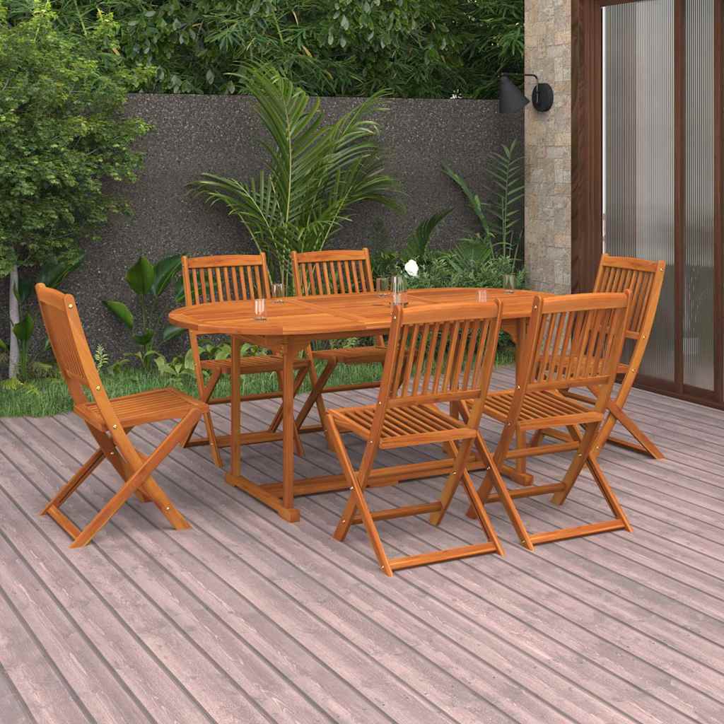 Set da Pranzo da Giardino 7pz 180x90x75cm Legno Massello Acacia