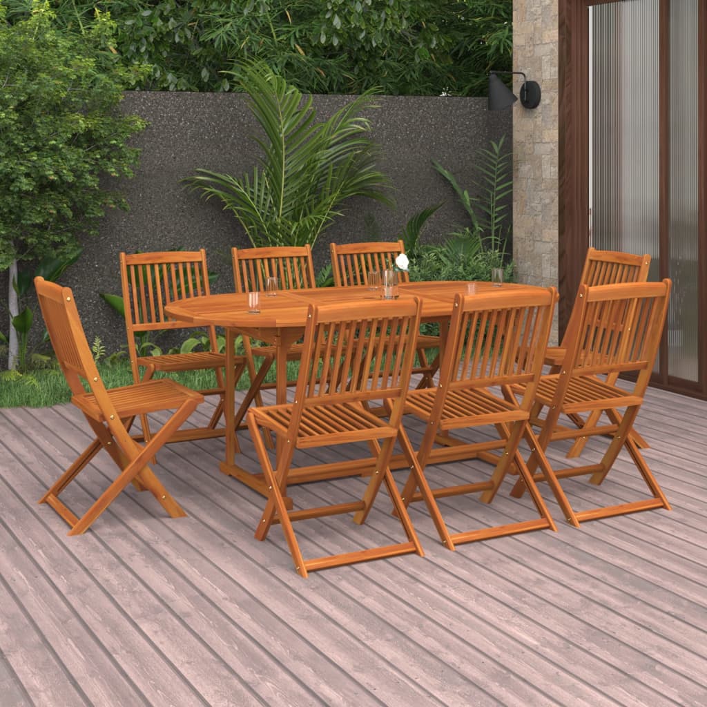 Set da Pranzo da Giardino 9pz 180x90x75cm Legno Massello Acacia