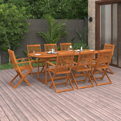Set da Pranzo da Giardino 9 pz 220x90x75 cm Massello di Acacia