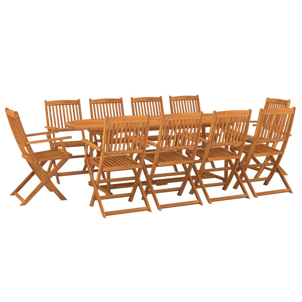 Set da Pranzo da Giardino 11 pz 220x90x75 cm Massello di Acacia