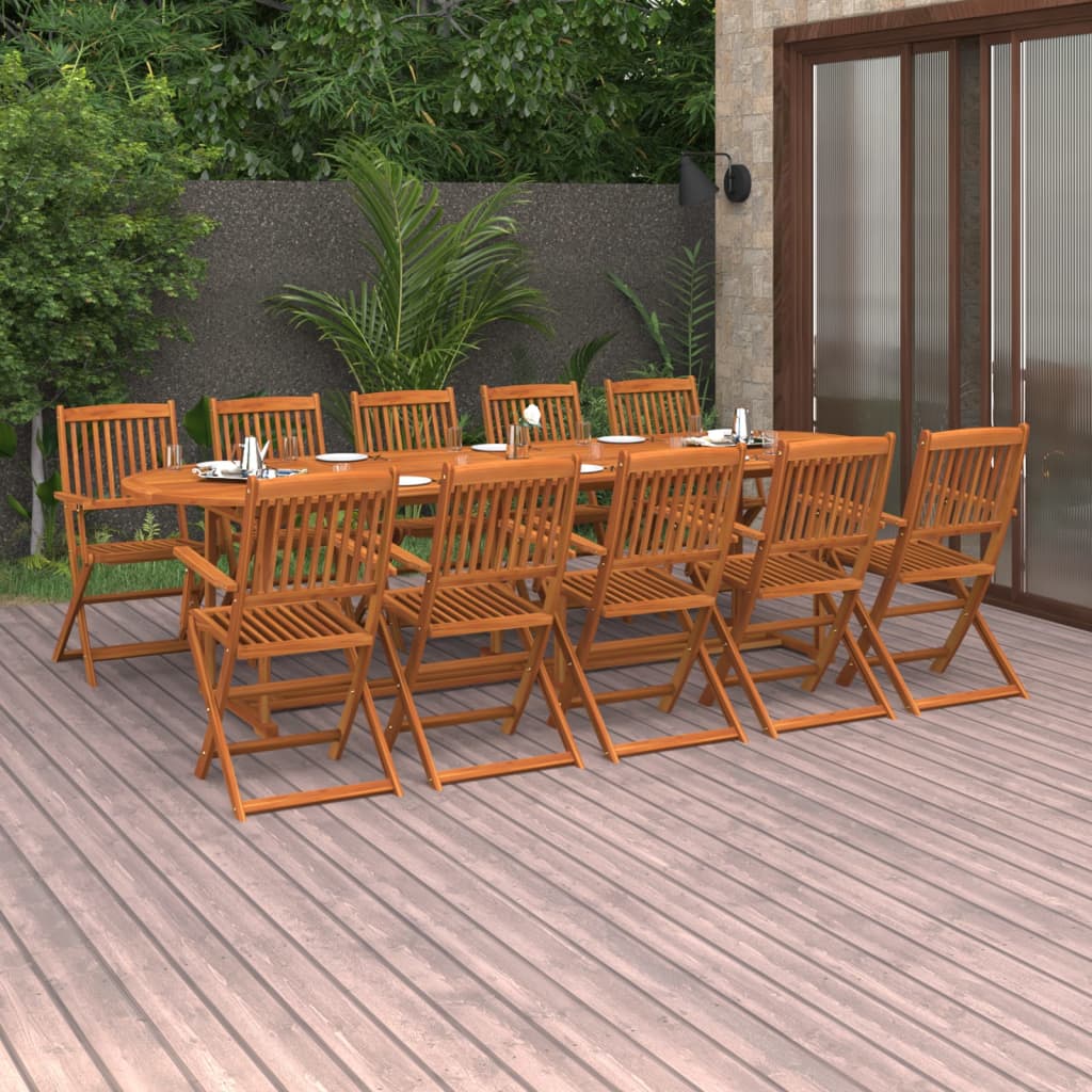 Set da Pranzo da Giardino 11 pz 280x90x75 cm Massello di Acacia