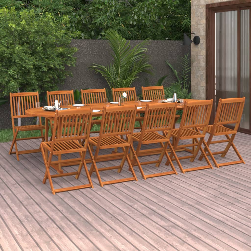 Set da Pranzo da Giardino 11 pz 280x90x75 cm Massello di Acacia