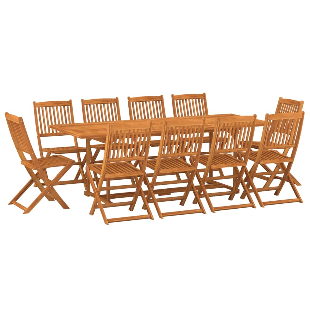 Set da Pranzo da Giardino 11 pz 220x90x75 cm Massello di Acacia