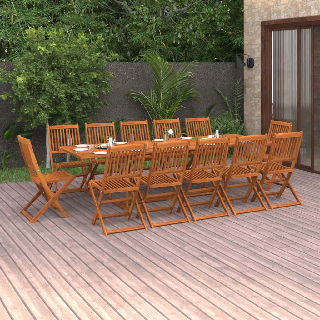 Set da Pranzo da Giardino 13 pz 280x90x75 cm Massello di Acacia