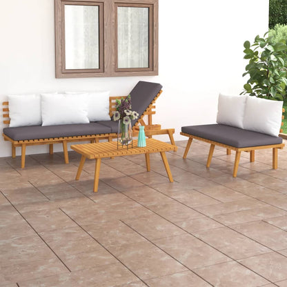 Set Divani da Giardino 3 pz con Cuscini in Massello di Acacia