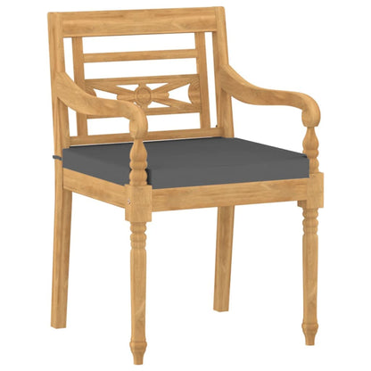 Set Pranzo da Giardino con Cuscini 5pz Legno Massello di Teak
