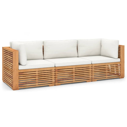 Divano da Giardino a 3 Posti e Cuscini Legno Massello di Teak