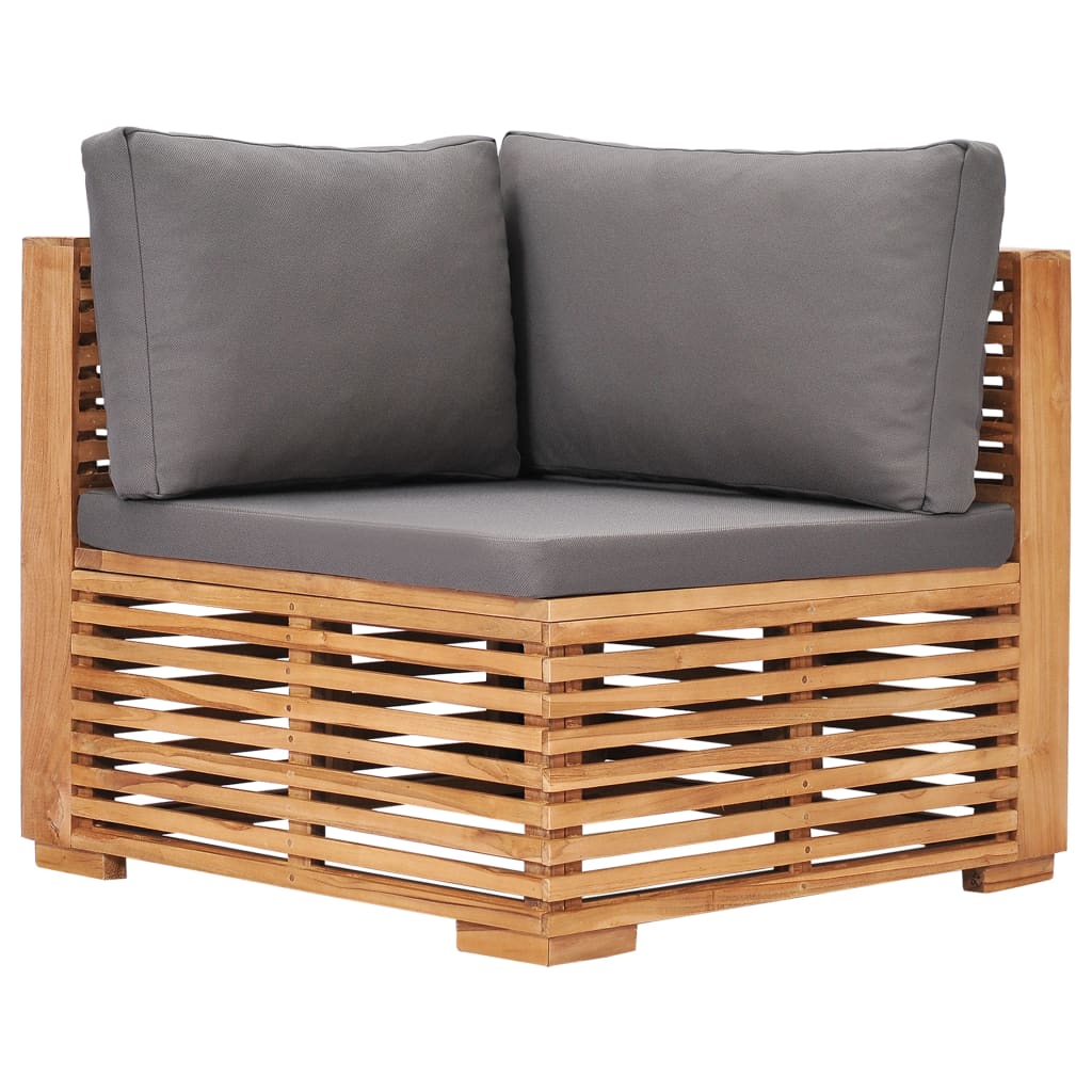 Set Divani da Giardino 6 pz Cuscini Grigio Scuro Legno di Teak