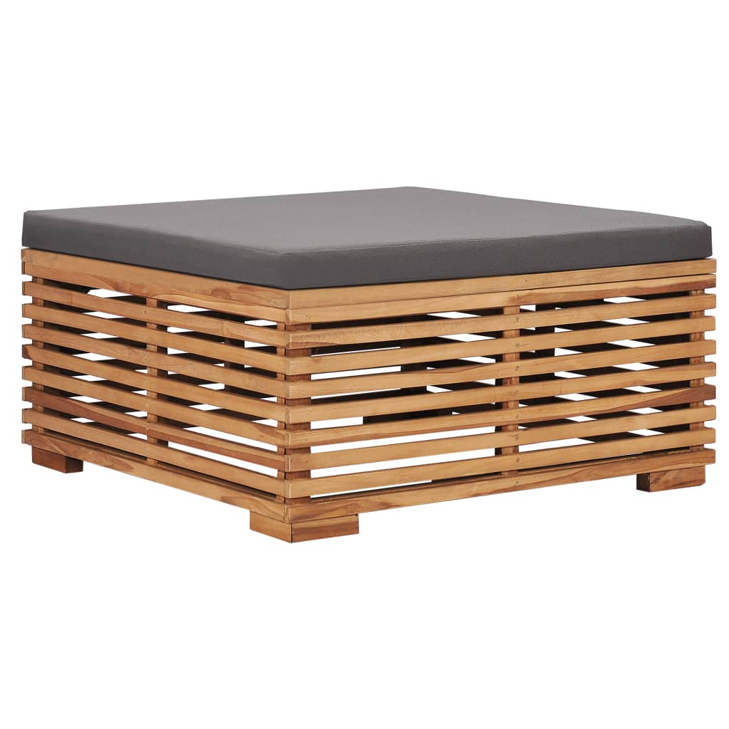 Set Divani da Giardino 4 pz Cuscini Grigio Scuro Legno di Teak